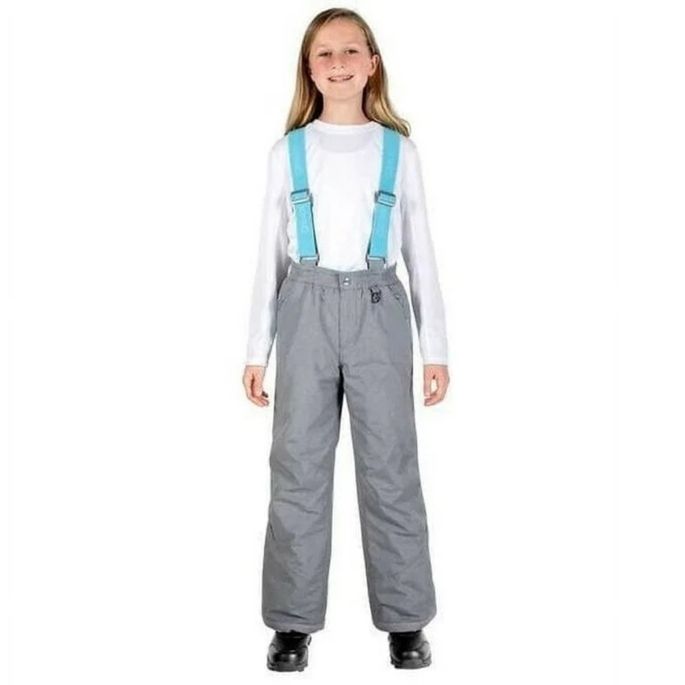 Gerry Gray Fleece Lined Snow Snowboard Ski Pants with Blue Suspender Straps
